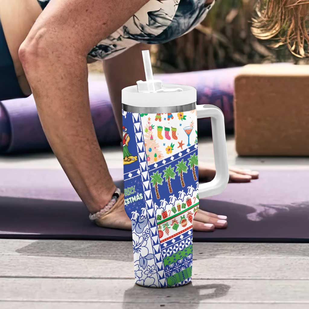Northern Mariana Islands Christmas Tumbler With Handle Festive Beach Vibes - Polynesian Pride