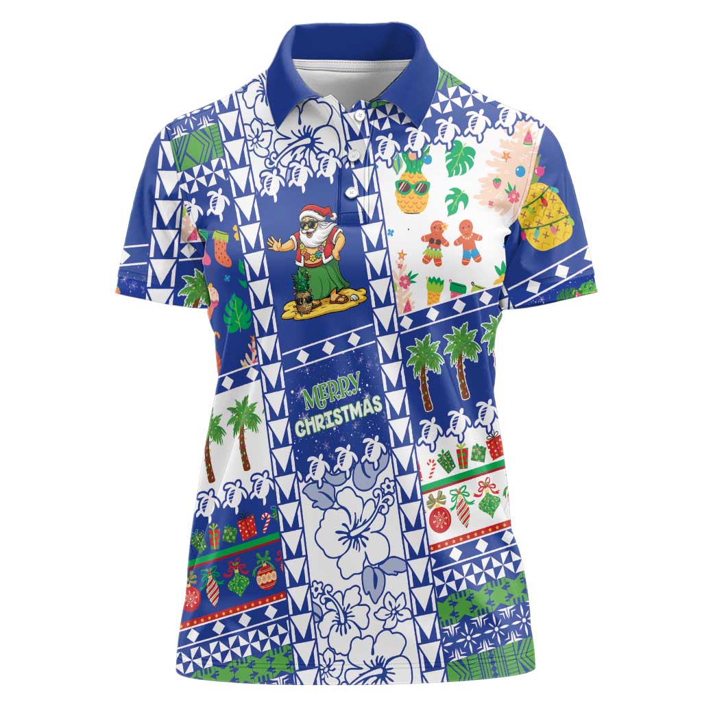 Northern Mariana Islands Christmas Women Polo Shirt Festive Beach Vibes - Polynesian Pride