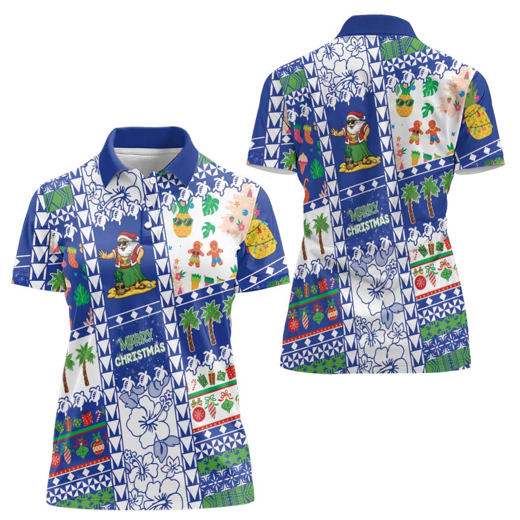Northern Mariana Islands Christmas Women Polo Shirt Festive Beach Vibes - Polynesian Pride