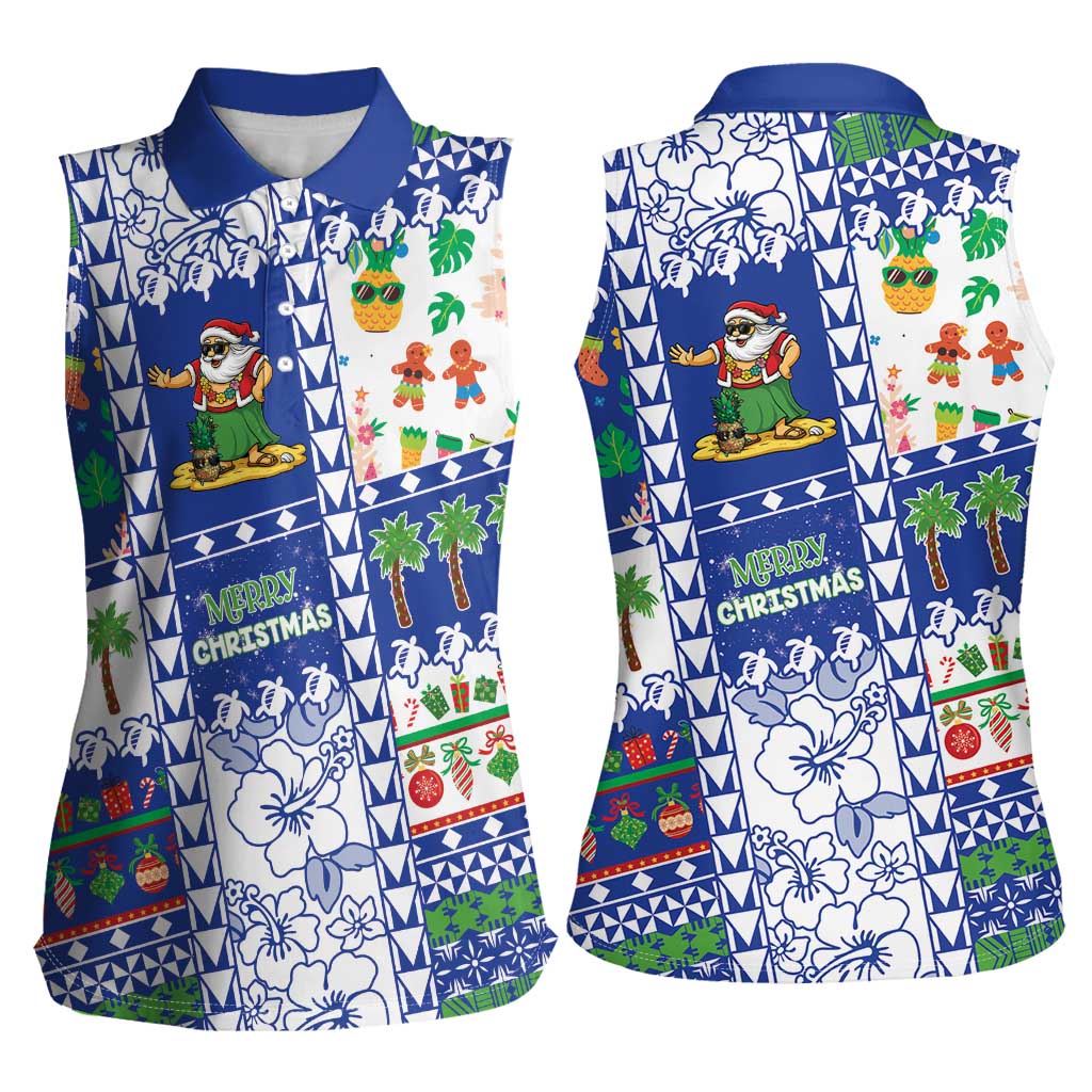 Northern Mariana Islands Christmas Women Sleeveless Polo Shirt Festive Beach Vibes - Polynesian Pride