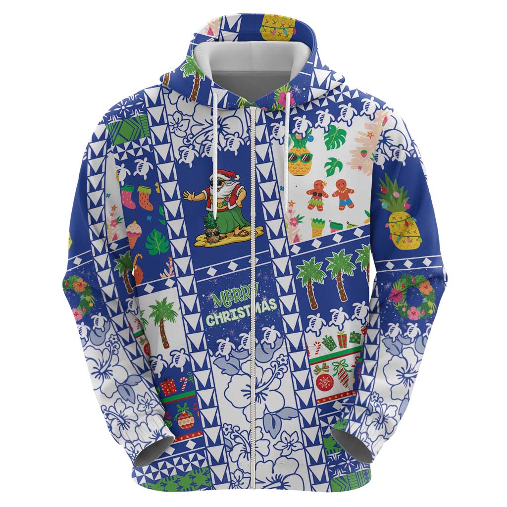 Northern Mariana Islands Christmas Zip Hoodie Festive Beach Vibes - Polynesian Pride