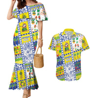 New Caledonia Christmas Couples Matching Mermaid Dress and Hawaiian Shirt Festive Beach Vibes - Polynesian Pride