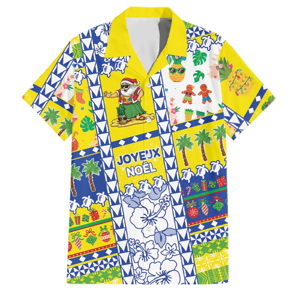 New Caledonia Christmas Family Matching Long Sleeve Bodycon Dress and Hawaiian Shirt Festive Beach Vibes LT05 Dad's Shirt - Short Sleeve Yellow - Polynesian Pride