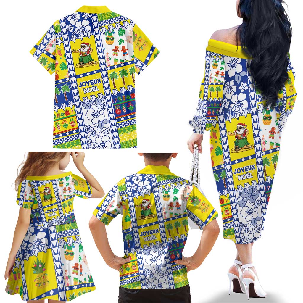 New Caledonia Christmas Family Matching Off The Shoulder Long Sleeve Dress and Hawaiian Shirt Festive Beach Vibes LT05 - Polynesian Pride