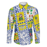 New Caledonia Christmas Family Matching Off Shoulder Maxi Dress and Hawaiian Shirt Festive Beach Vibes LT05 Dad's Shirt - Long Sleeve Yellow - Polynesian Pride