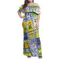 New Caledonia Christmas Family Matching Off Shoulder Maxi Dress and Hawaiian Shirt Festive Beach Vibes LT05 Mom's Dress Yellow - Polynesian Pride