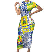 New Caledonia Christmas Family Matching Short Sleeve Bodycon Dress and Hawaiian Shirt Festive Beach Vibes LT05 Mom's Dress Yellow - Polynesian Pride