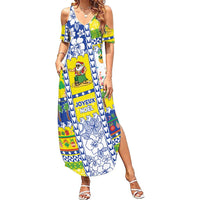 New Caledonia Christmas Family Matching Summer Maxi Dress and Hawaiian Shirt Festive Beach Vibes LT05 Mom's Dress Yellow - Polynesian Pride