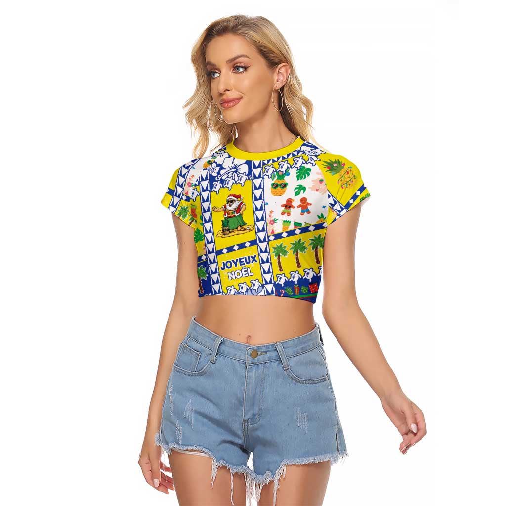 New Caledonia Christmas Raglan Cropped T Shirt Festive Beach Vibes - Polynesian Pride