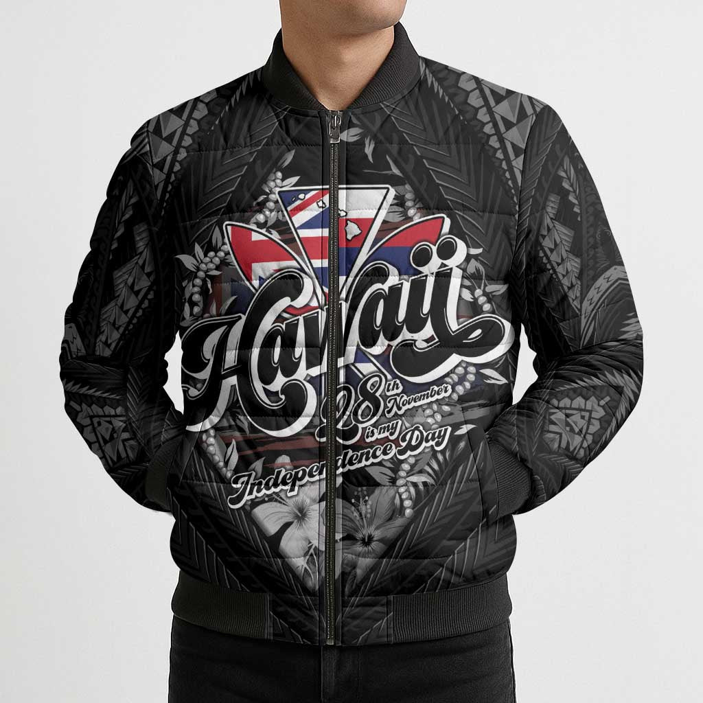 Hawaii November 28th Bomber Puffer Jacket Kanaka Maoli Tribal Pattern - Polynesian Pride