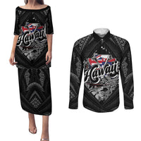 Hawaii November 28th Couples Matching Puletasi and Long Sleeve Button Shirt Kanaka Maoli Tribal Pattern - Polynesian Pride
