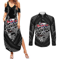 Hawaii November 28th Couples Matching Summer Maxi Dress and Long Sleeve Button Shirt Kanaka Maoli Tribal Pattern - Polynesian Pride