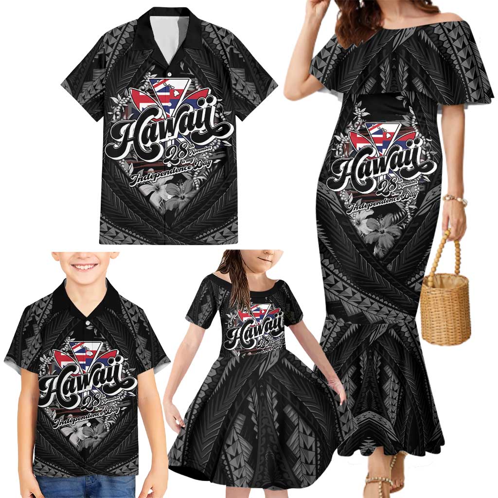 Hawaii November 28th Family Matching Mermaid Dress and Hawaiian Shirt Kanaka Maoli Tribal Pattern - Polynesian Pride