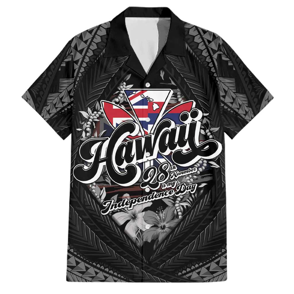 Hawaii November 28th Family Matching Mermaid Dress and Hawaiian Shirt Kanaka Maoli Tribal Pattern LT05 Dad's Shirt - Short Sleeve Black - Polynesian Pride