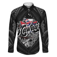Hawaii November 28th Family Matching Mermaid Dress and Hawaiian Shirt Kanaka Maoli Tribal Pattern LT05 Dad's Shirt - Long Sleeve Black - Polynesian Pride
