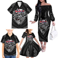 Hawaii November 28th Family Matching Off The Shoulder Long Sleeve Dress and Hawaiian Shirt Kanaka Maoli Tribal Pattern LT05 - Polynesian Pride