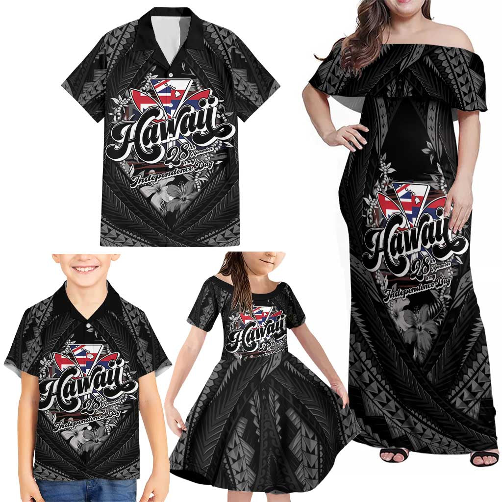 Hawaii November 28th Family Matching Off Shoulder Maxi Dress and Hawaiian Shirt Kanaka Maoli Tribal Pattern LT05 - Polynesian Pride