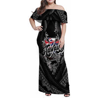 Hawaii November 28th Family Matching Off Shoulder Maxi Dress and Hawaiian Shirt Kanaka Maoli Tribal Pattern LT05 Mom's Dress Black - Polynesian Pride