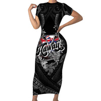 Hawaii November 28th Family Matching Short Sleeve Bodycon Dress and Hawaiian Shirt Kanaka Maoli Tribal Pattern LT05 Mom's Dress Black - Polynesian Pride