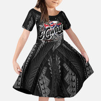 Hawaii November 28th Family Matching Summer Maxi Dress and Hawaiian Shirt Kanaka Maoli Tribal Pattern LT05 Daughter's Dress Black - Polynesian Pride