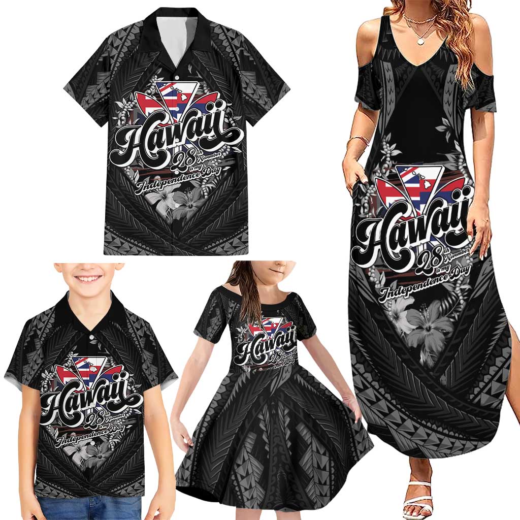 Hawaii November 28th Family Matching Summer Maxi Dress and Hawaiian Shirt Kanaka Maoli Tribal Pattern - Polynesian Pride