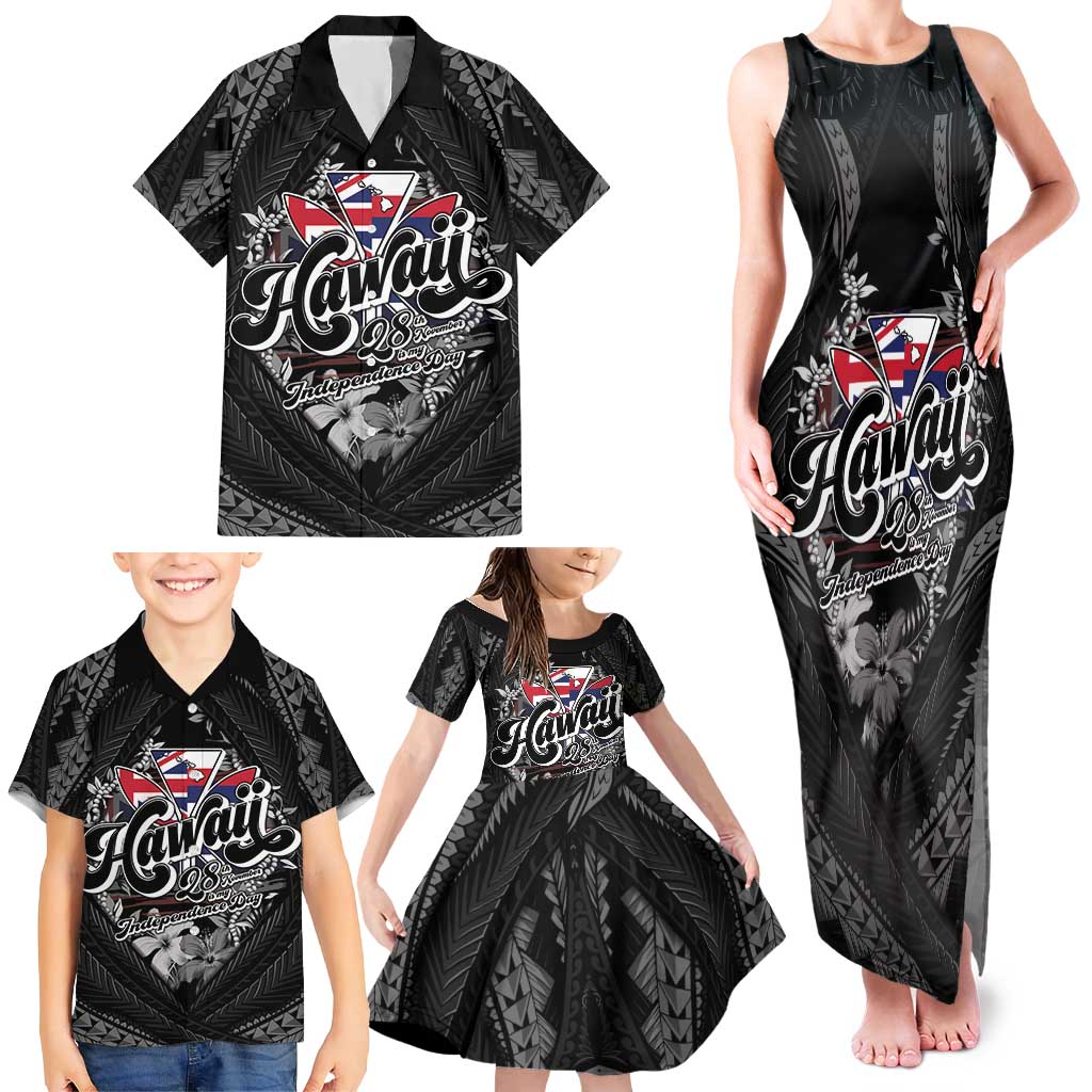 Hawaii November 28th Family Matching Tank Maxi Dress and Hawaiian Shirt Kanaka Maoli Tribal Pattern - Polynesian Pride