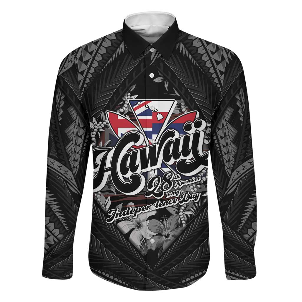 Hawaii November 28th Family Matching Tank Maxi Dress and Hawaiian Shirt Kanaka Maoli Tribal Pattern LT05 Dad's Shirt - Long Sleeve Black - Polynesian Pride