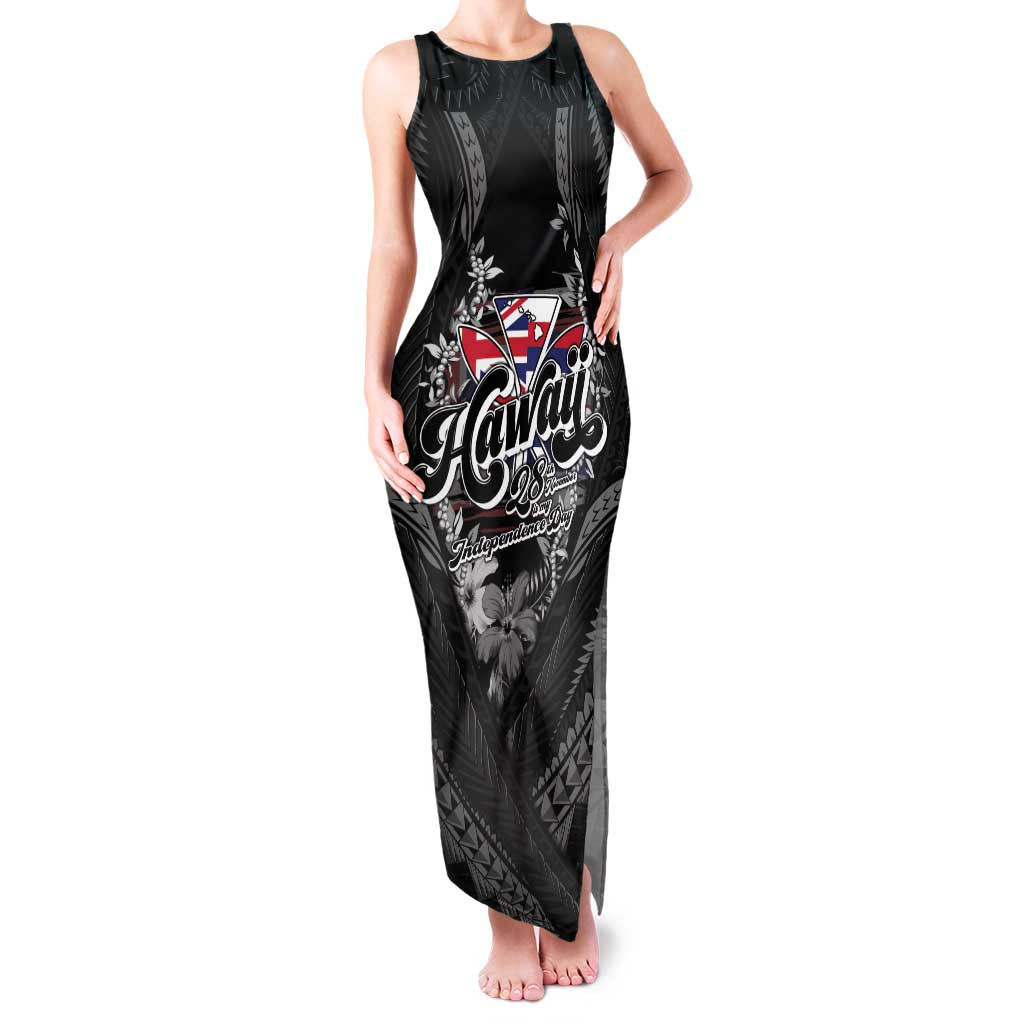 Hawaii November 28th Family Matching Tank Maxi Dress and Hawaiian Shirt Kanaka Maoli Tribal Pattern LT05 Mom's Dress Black - Polynesian Pride