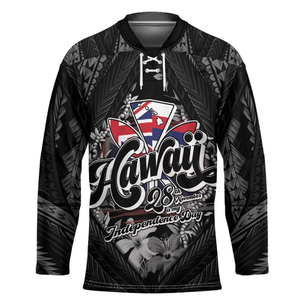 Hawaii November 28th Hockey Jersey Kanaka Maoli Tribal Pattern - Polynesian Pride