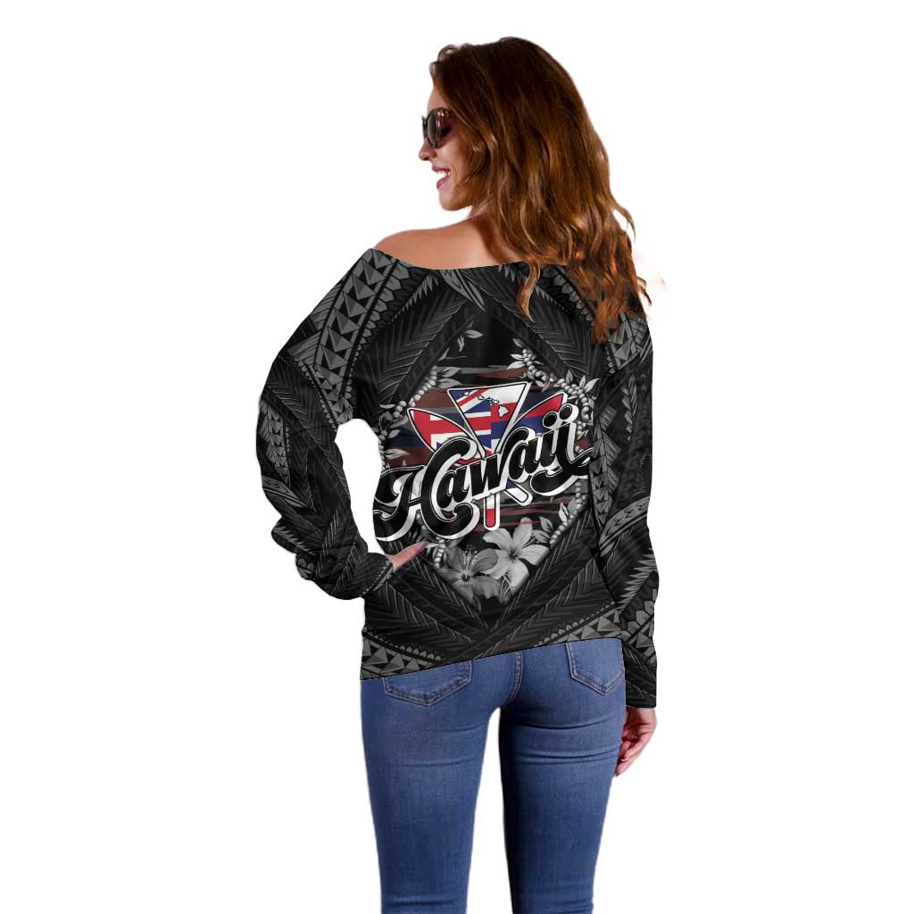 Hawaii November 28th Off Shoulder Sweater Kanaka Maoli Tribal Pattern - Polynesian Pride