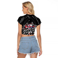Hawaii November 28th Raglan Cropped T Shirt Kanaka Maoli Tribal Pattern - Polynesian Pride