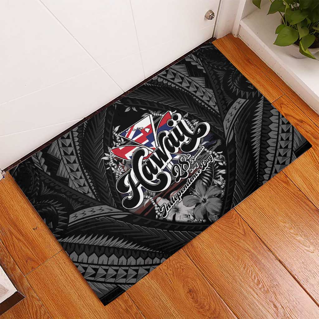 Hawaii November 28th Rubber Doormat Kanaka Maoli Tribal Pattern - Polynesian Pride