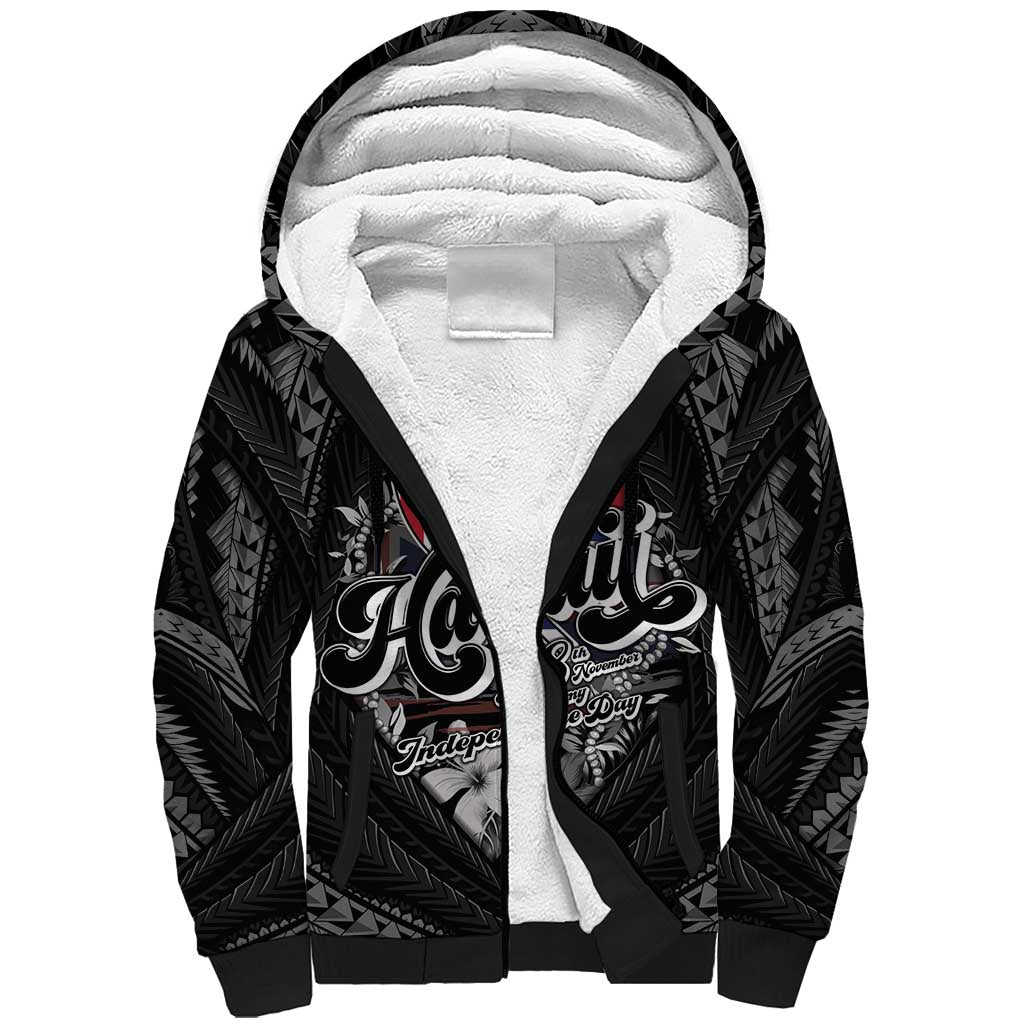 Hawaii November 28th Sherpa Hoodie Kanaka Maoli Tribal Pattern - Polynesian Pride