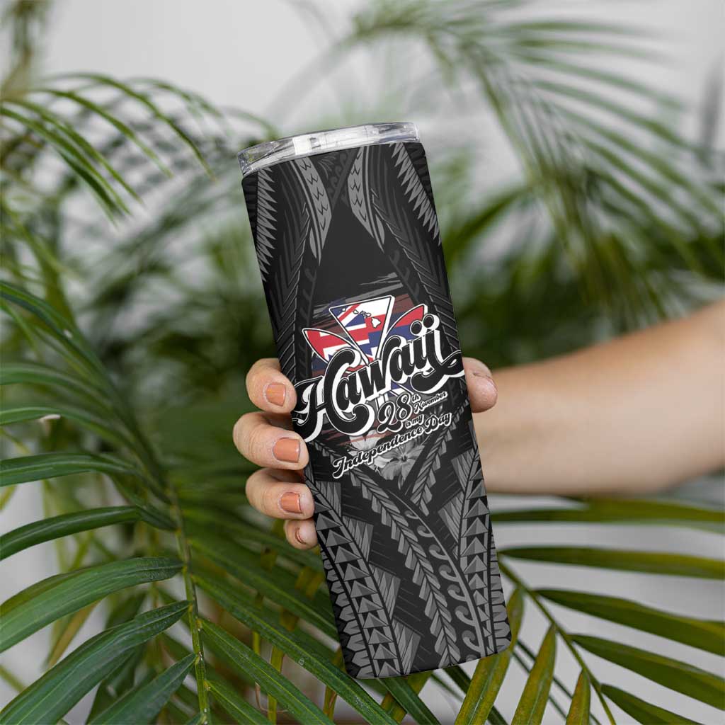 Hawaii November 28th Skinny Tumbler Kanaka Maoli Tribal Pattern - Polynesian Pride