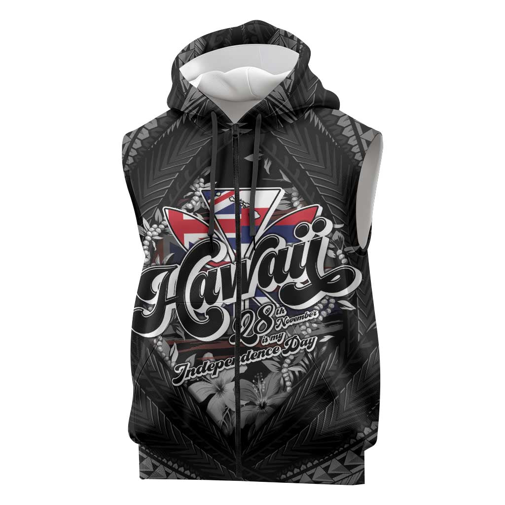 Hawaii November 28th Sleeveless Zip Hoodie Kanaka Maoli Tribal Pattern - Polynesian Pride