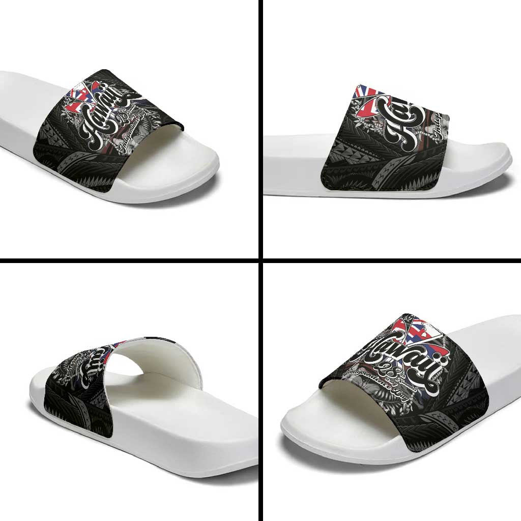 Hawaii November 28th Slide Sandals Kanaka Maoli Tribal Pattern - Polynesian Pride