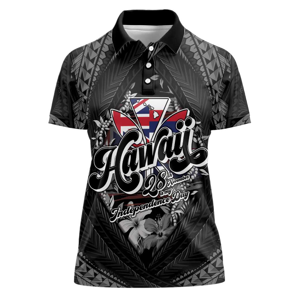 Hawaii November 28th Women Polo Shirt Kanaka Maoli Tribal Pattern - Polynesian Pride