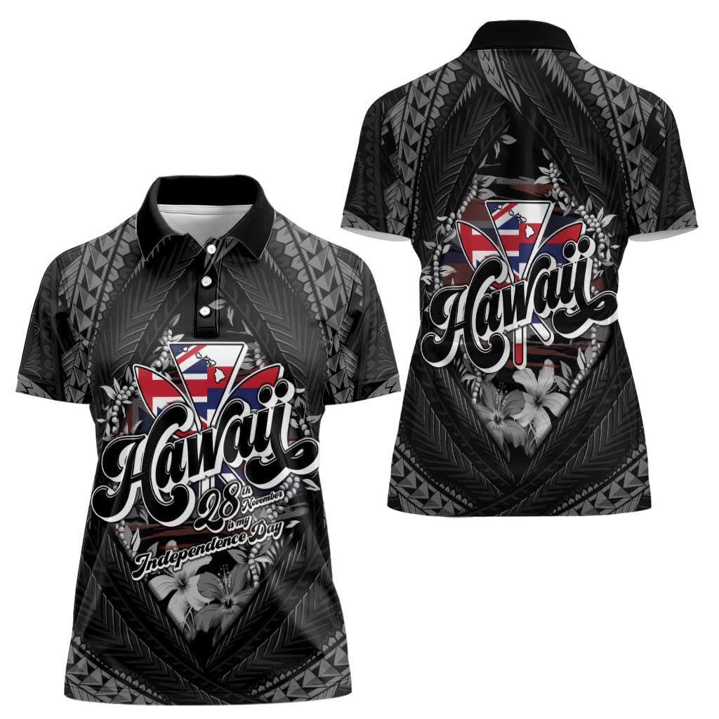 Hawaii November 28th Women Polo Shirt Kanaka Maoli Tribal Pattern - Polynesian Pride
