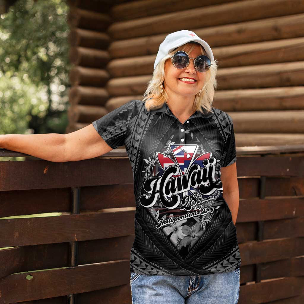 Hawaii November 28th Women Polo Shirt Kanaka Maoli Tribal Pattern - Polynesian Pride