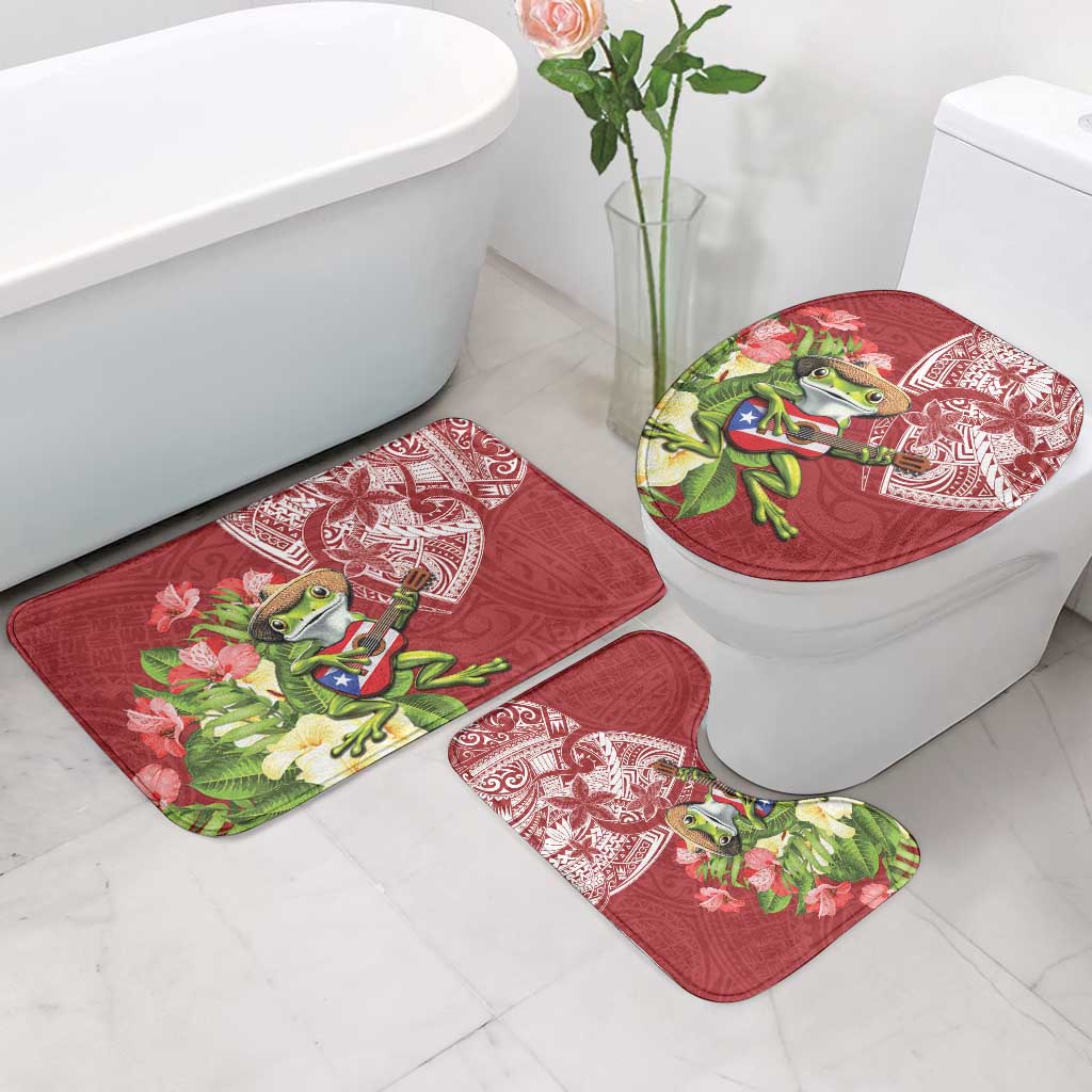 Puerto Rico Coqui Frog Bathroom Set Tropical Flowers Polynesian Style LT05 - Polynesian Pride
