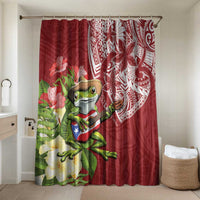 Puerto Rico Coqui Frog Bathroom Set Tropical Flowers Polynesian Style LT05 Shower Curtain Only Red - Polynesian Pride