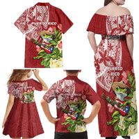 Puerto Rico Coqui Frog Family Matching Off Shoulder Maxi Dress and Hawaiian Shirt Tropical Flowers Polynesian Style LT05 - Polynesian Pride