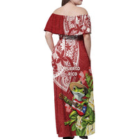 Puerto Rico Coqui Frog Family Matching Off Shoulder Maxi Dress and Hawaiian Shirt Tropical Flowers Polynesian Style LT05 - Polynesian Pride