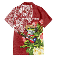 Puerto Rico Coqui Frog Family Matching Off Shoulder Short Dress and Hawaiian Shirt Tropical Flowers Polynesian Style LT05 - Polynesian Pride