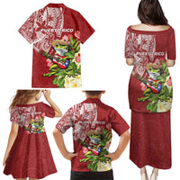 Puerto Rico Coqui Frog Family Matching Puletasi and Hawaiian Shirt Tropical Flowers Polynesian Style LT05 - Polynesian Pride