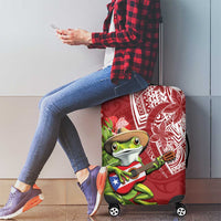 Puerto Rico Coqui Frog Luggage Cover Tropical Flowers Polynesian Style - Polynesian Pride