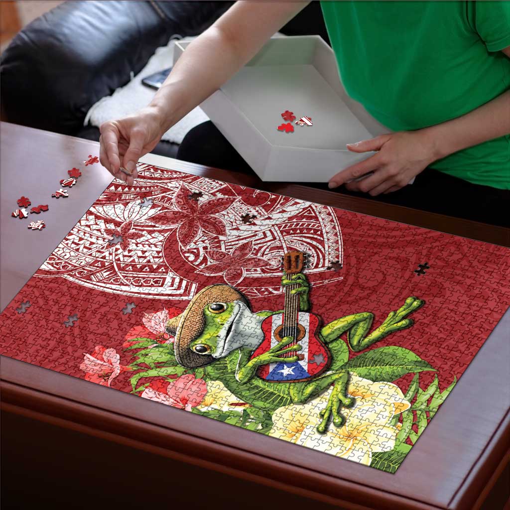 Puerto Rico Coqui Frog Puzzle Tropical Flowers Polynesian Style LT05 - Polynesian Pride