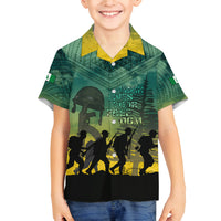 Norfolk Island ANZAC Day Family Matching Off Shoulder Short Dress and Hawaiian Shirt Lest We Forget LT05 Son's Shirt Dark Cyan - Polynesian Pride