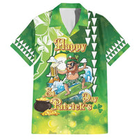Hawaii Saint Patrick's Day Family Matching Long Sleeve Bodycon Dress and Hawaiian Shirt Funny Surfing Leprechaun LT05 Dad's Shirt - Short Sleeve Green - Polynesian Pride