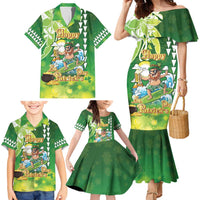Hawaii Saint Patrick's Day Family Matching Mermaid Dress and Hawaiian Shirt Funny Surfing Leprechaun LT05 - Polynesian Pride